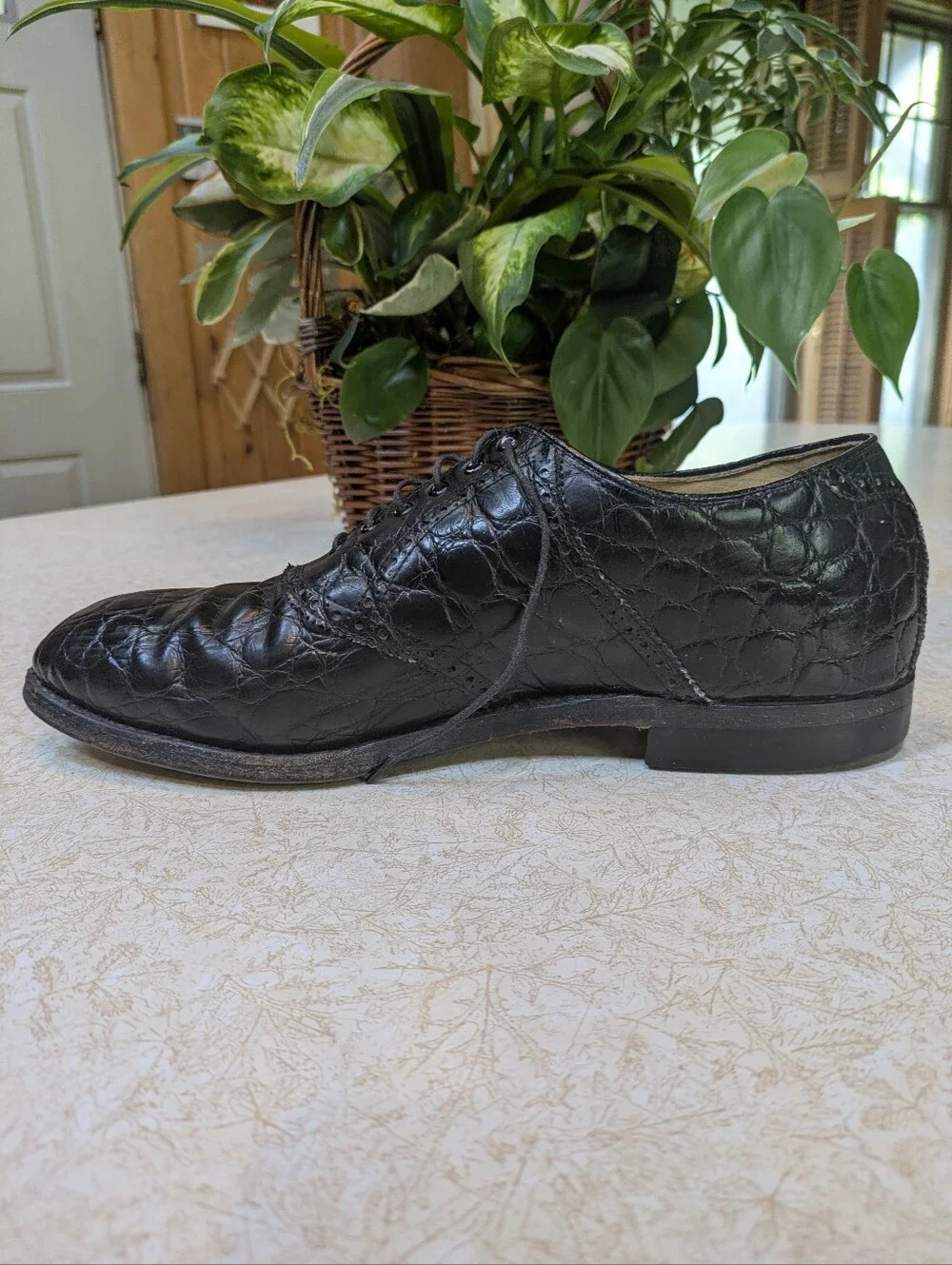 Mens Genuine Alligator Wingtip Dress Shoes Premium Goodyear Welted Oxfords S:11D